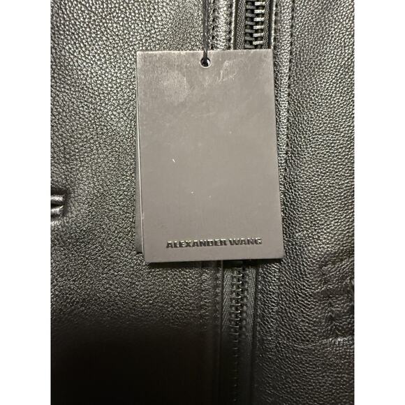 Alexander Wang Jacket Mens Medium Black Leather Asymmetric Knit Cuffs 603417F11 - Picture 3 of 16